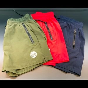 Micozify Men's Workout Shorts Zipper Pockets Batch of three SMALL